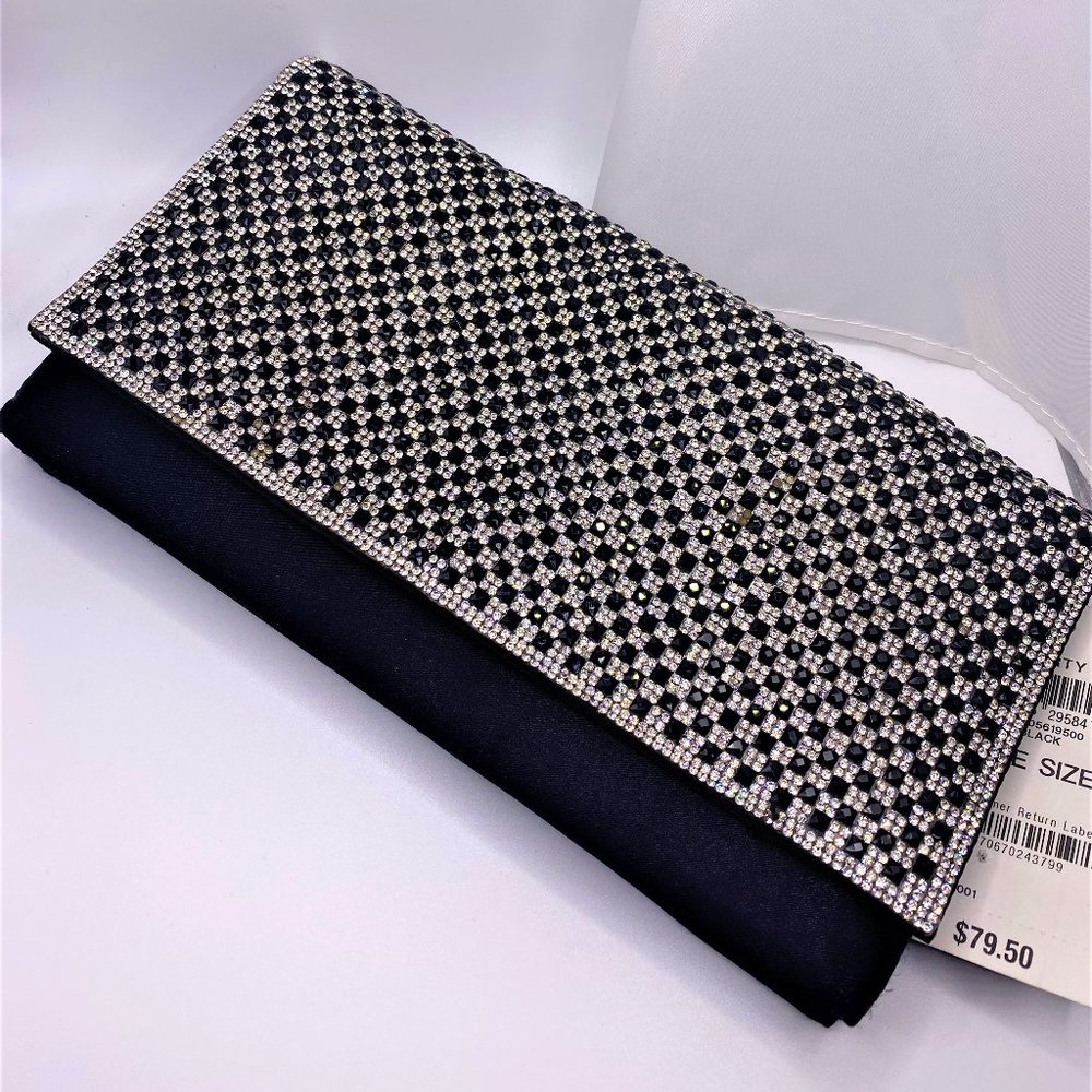 I.N.C. Black Rhinestone Bag With Crossbody Removable Chain